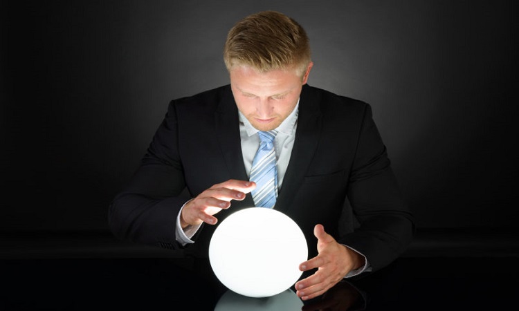 Portrait Of Businessman With Crystal Ball