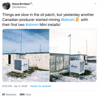 推特网友：因石油市场不景气，加拿大某油矿厂开始挖矿